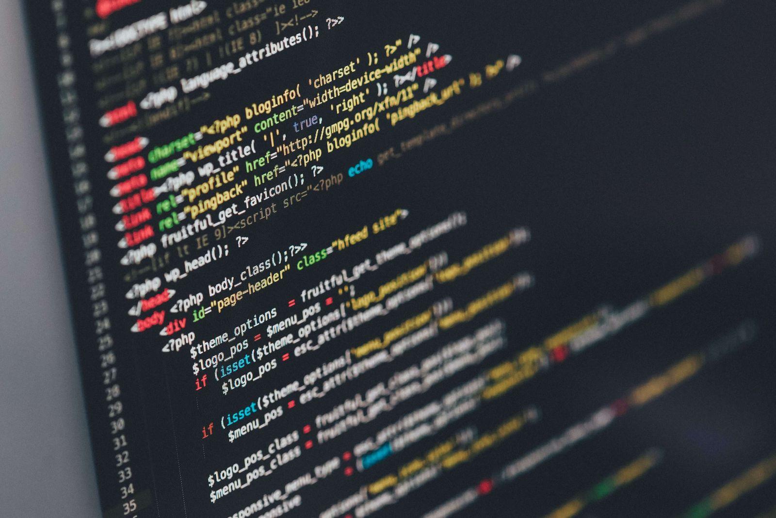 Computer code on a laptop screen